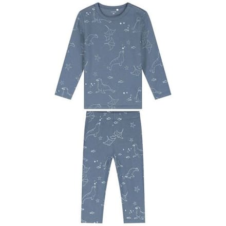 Prénatal peuter pyjama zeehond rib Steel Blue 110 unisex