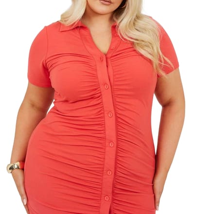 Brave Soul Extra slanke mini-jurk met kraag voor dames (Cayenne)