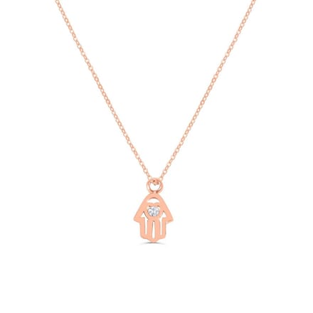Victorious Dames Ketting Roségoudkleurig – Hand van Fatima – Rosé verguld – 45cm