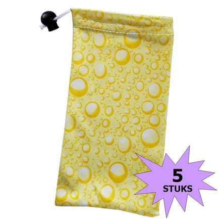 Fako Bijoux® - Microvezel Brillenhoes - Druppels - 18x9cm - Geel - 5 Stuks