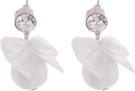 Behave - Oorstekers met strikje en kristal - romantisch wit - chic