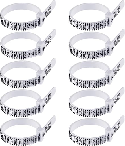 Fako Bijoux® - Ringmaat Meter - Ring Vinger Meetgereedschap - US Maatvoering - Wit - 10 Stuks