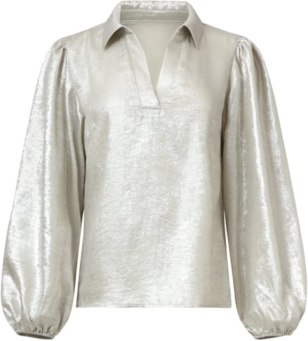Smashed Lemon Damesglanzende top met trendy losvallende p... |