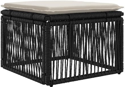 vidaXL - voetensteun - Zwart - poly - rattan