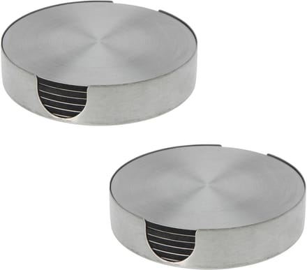 Bellatio Design Onderzetters - 12x - zilver - rvs - 10 cm - rond - schuimlaag