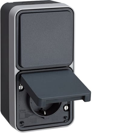 Hager Berker Combi WCD-schakelaar met kinderbeveiliging W1 Grijs - 47803525