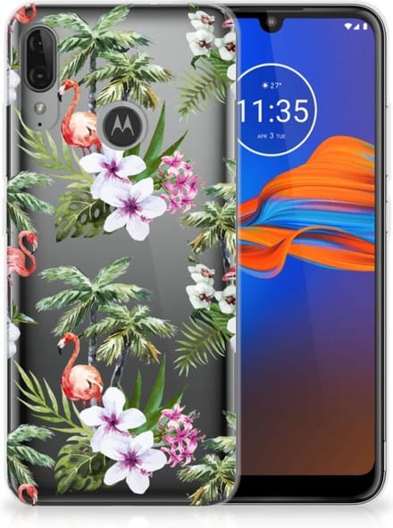 Motorola Moto E6 Plus TPU Hoesje Flamingo Palms