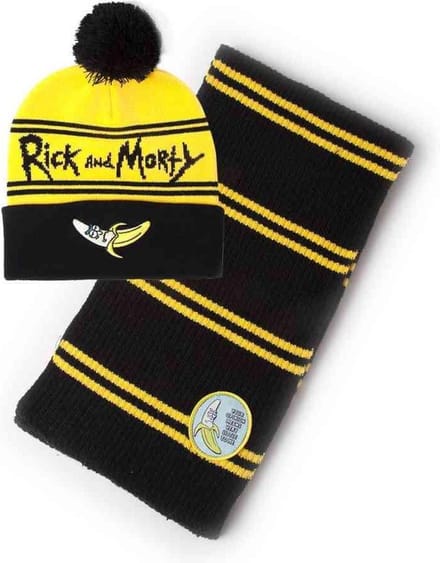 Rick And Morty Muts & Sjaal Set Banana Geel/Zwart