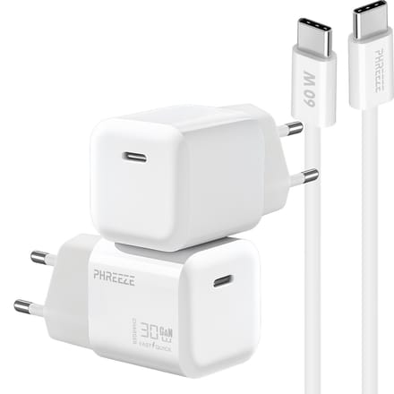 30w Power Delivery oplader met usb C poort met usb C kabel 1m snellader