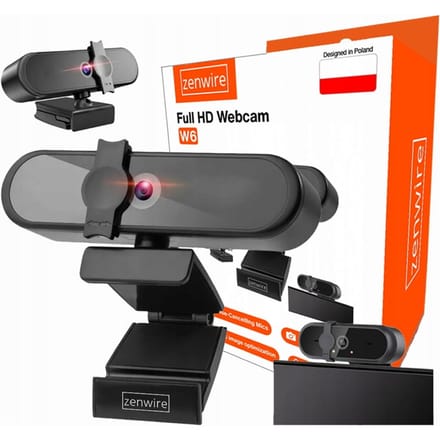 Zenwire W6 Webcam met microfoon en kap - USB 3.0 - Full HD 1080p - Autofocus - Ruisonderdrukking - Plug and Play