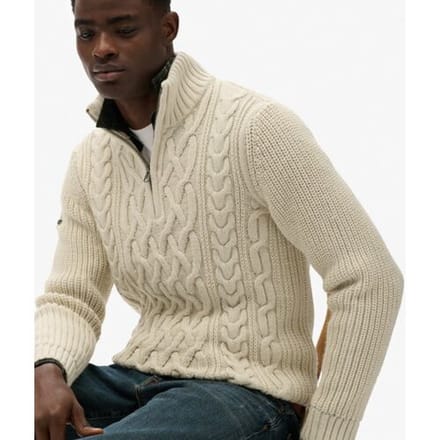 Superdry Jacob Kabelgebreide Trui Met Halve Rits Crème Grootte: M