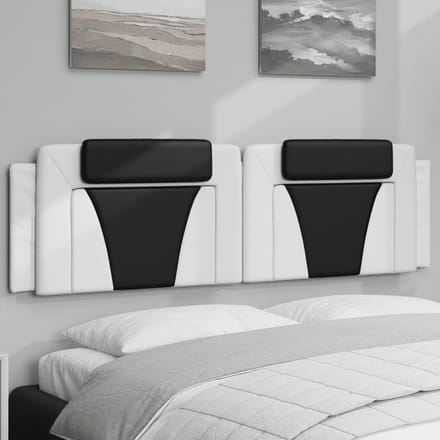 vidaXL - Hoofdbordkussen - "Viana" - 180 - cm - kunstleer - wit - en - zwart