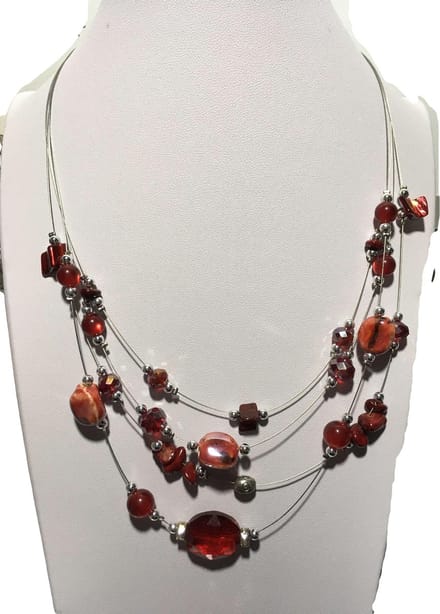 Petra's Sieradenwereld - Ketting laagjes rood