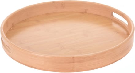 Rond serveer dienblad van bamboe hout 40 x 5 cm - Huishoud classics