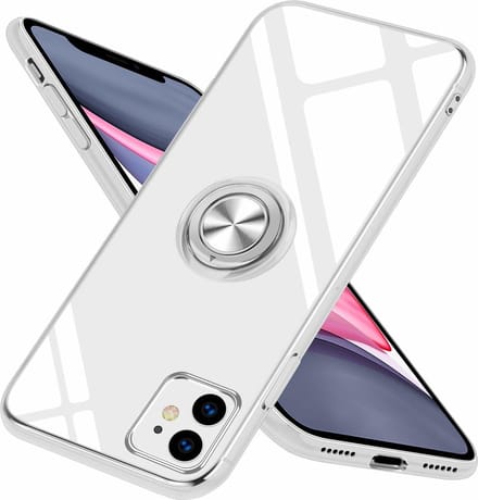 Hoesje Geschikt voor iPhone 11 Luxe Back Hoesje Metale Ring houder - Transparant