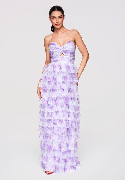 LARICA Jurk - Slim Fit - Rits - Gebloemd Violet M