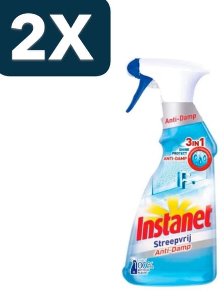 2 x Instanet - Schoonmaakspray - Anti-Damp - Streepvrij - 3in1 - 500 ml - 1 stuk