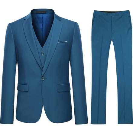 Koningsblauw 3-delig slim-fit pak