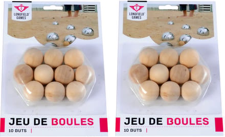 Longfield Games Jeu de Boules buts - 20x - blank hout - 30 mm - markeringsballetjes