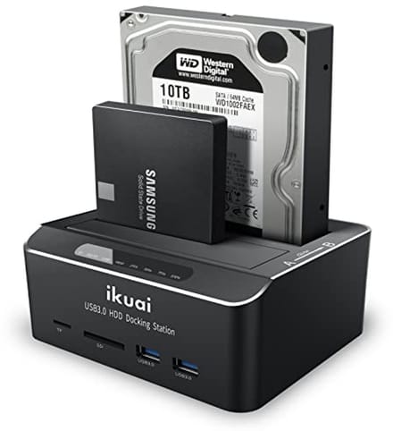 Dual Bay Hard Drive Dock SATA naar USB 3.0 voor 2.5" en 3.5" HDD en SSD met SD TF Card Reader