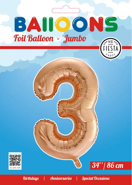 Folieballon 34" nmr. 3 - Rosé Goud