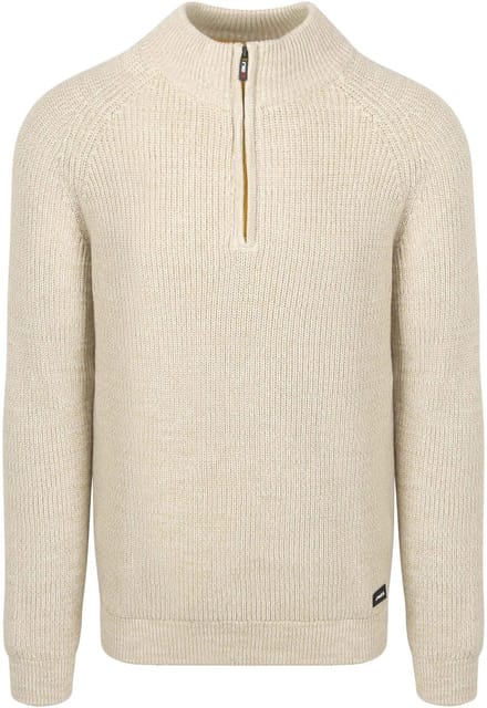 NZA - Ecru katoenen half zip trui