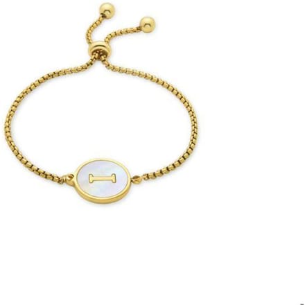 Bracelet - LUXENTER - Alphabet I - Nacre blanche - finition or jaune 18K - Femme blanc