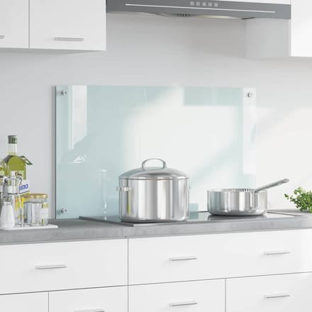 vidaXL - Keuken - Spatscherm - Wit - 90 - x - 50 - cm - gehard - glas