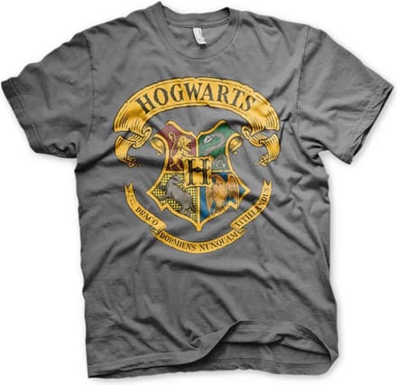 Harry Potter Heren Tshirt -S- Hogwarts Crest Grijs
