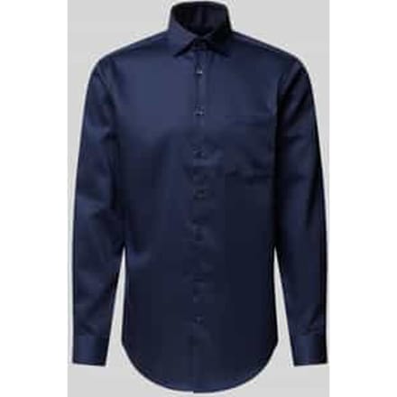 Seidensticker regular fit overhemd - popeline - blauw - Strijkvrij - Boordmaat: 40