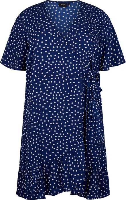 ZIZZI CAANNI, 1/2, ABK WRAP DRESS Dames Jurk - Blue - Maat S (42-44)
