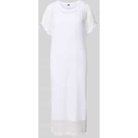 Semi-transparante midi-jurk met ronde hals