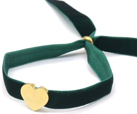 Armband Dames - Hartje RVS - Fluweel - Lengte Verstelbaar - Groen – valentijn – cadeau