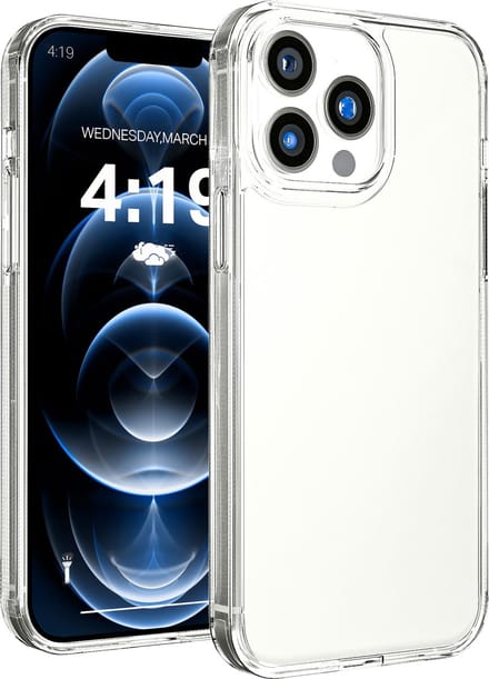 Hoesje geschikt voor iPhone 12 Pro Max met Pasjeshouder Transparant - Met Kaarthouder - Kristalhelder - Hard Case