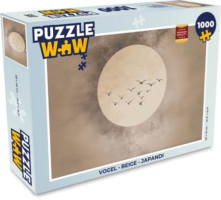 Puzzel Vogel - Beige - Japandi - Legpuzzel - Puzzel 1000 stukjes volwassenen