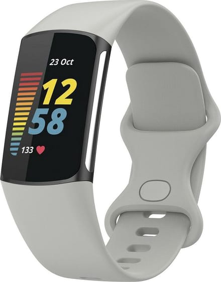 Shop4 - Bandje voor Fitbit Charge 5 - Siliconen Grijs