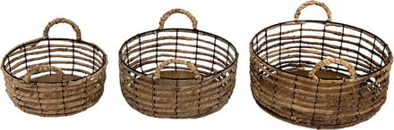Clayre & Eef Opbergmand Set van 3 Ø 39 Ø 34 Ø 29 cm Bruin Rotan