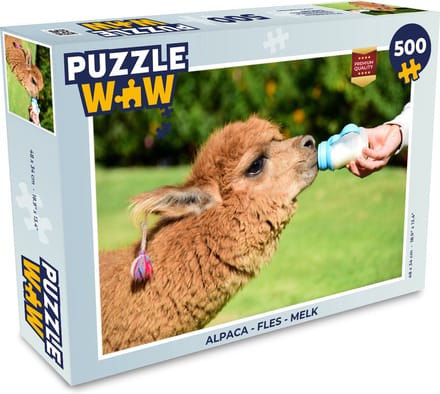 Puzzel Alpaca - Fles - Melk - Legpuzzel - Puzzel 500 stukjes