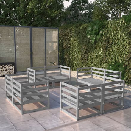 vidaXL - 8-delige - Loungeset - massief - grenenhout - grijs