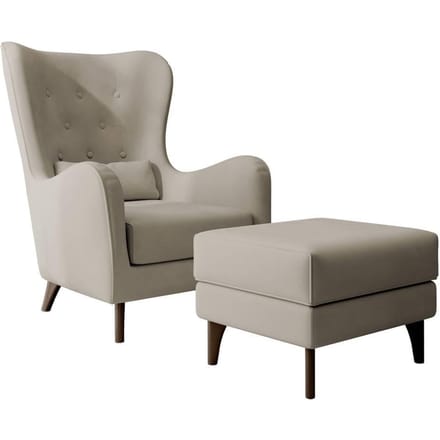 Fauteuil met hocker Casara velvet | NADUVI Collection