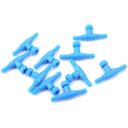 10 stuks Plastic Aquarium Vissenkom 3-weg Luchtpomp Regelventielen blue
