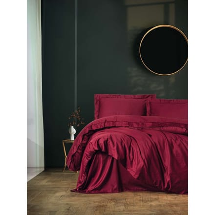 Beddengoed set - 1 dekbedovertrek 140 x 200cm + 1 kussensloop 60 x 60 cm - Satijn - Bordeauxrood