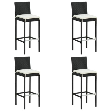 vidaXL - Tuinbarkrukken - met - kussens - 4 - st - poly - rattan - zwart