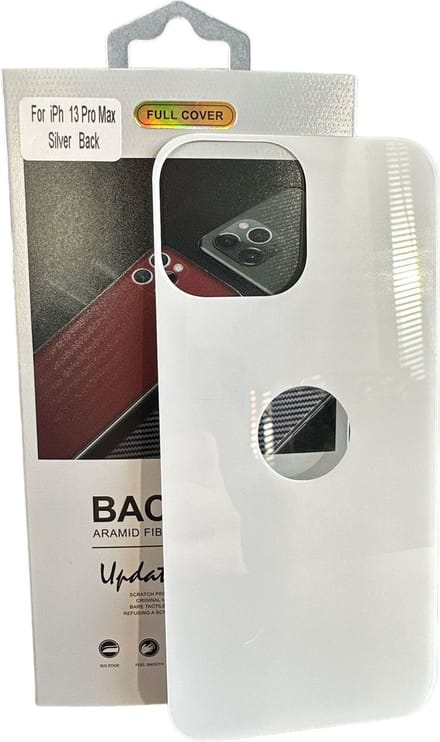 Armid Fiber Achter glas beschermer Geschikt voor: Apple iPhone 13 Pro Max (Silver) Achterkant Temper Glass Protector - Back Screen Protector