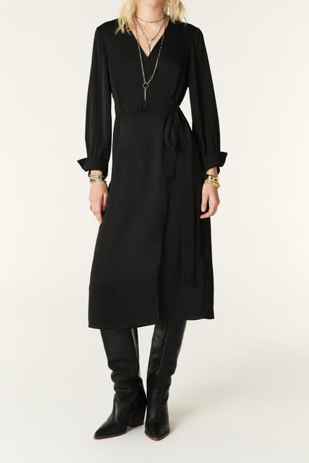 BA&SH Mid-length Dress Black Maat: M | Midi Jurken Outlet | Dames | Zwart