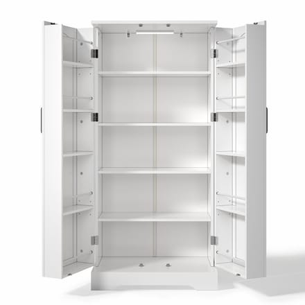 Wit MDF Multifunctionele Opbergkast Keuken Woonkamer 60×35×128cm