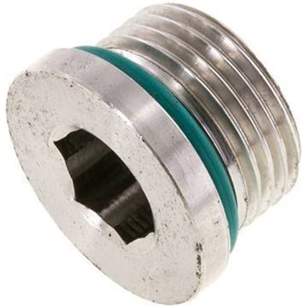 Plug UN 1-1/16''-12 RVS FKM met binnenzeskant 400 bar (5620.0psi)