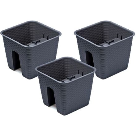 PROSPERPLAST 3 railing bloempotten (Vierkant, antraciet, 27,2 x 27,2 x 22,5 cm)