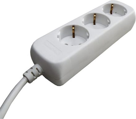 Tafelcontactdoos 3-voudig – Met randaarde, 1,5 meter kabel, 3x1.5mm², wit