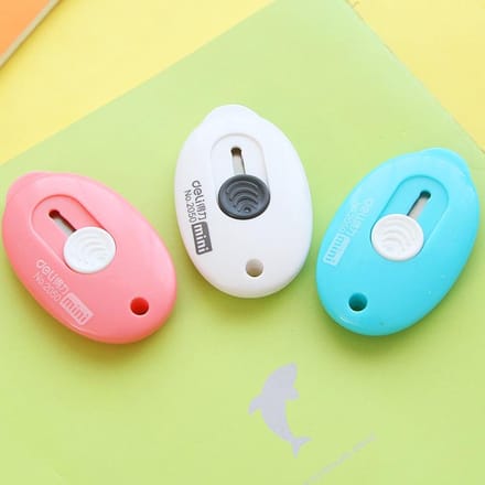 Draagbare Leuke Kunstmes Creatieve Mini Utility-Knife Briefpapier Box Cutter Kantoor Schoolbenodigdheden Briefpapier 3pcs white